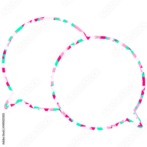 ステンドグラス風吹き出し　三角形模様　重なる会話