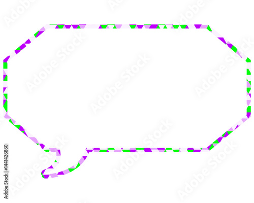 ステンドグラス風吹き出し　三角形模様　細長い八角形