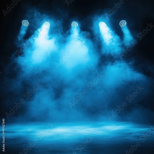 Wallpaper Mural Dramatic stage ambiance with vibrant blue lighting and ethereal smoke creating a captivating atmosphere for performance or display showcasing depth and mystery Torontodigital.ca