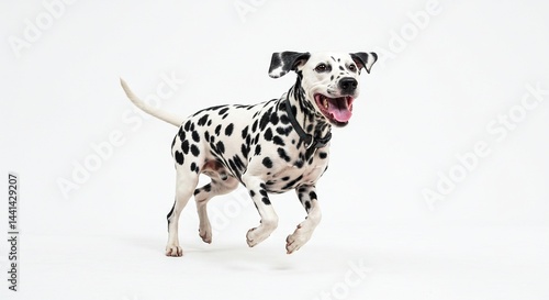 Wallpaper Mural Energetic dalmatian with its tail in the air, runs on a white background, expressing joy, capturing the essence of lively canine spirit. Torontodigital.ca