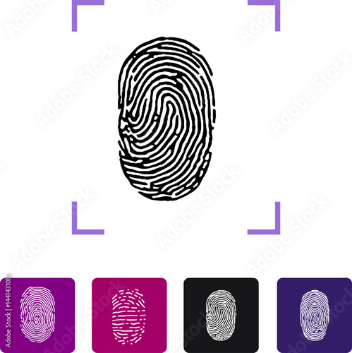 Fingerprint scanning identification system icon vector. EPS10