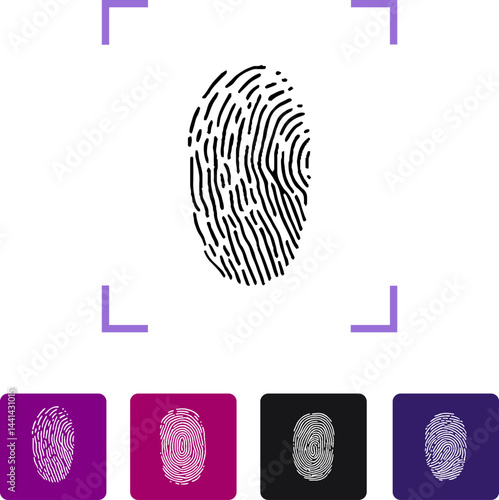 Fingerprint scanning identification system icon vector. EPS10