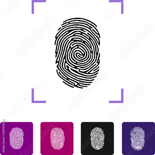 Fingerprint scanning identification system icon vector. EPS10