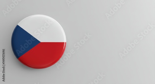 Czech Republic Flag abstract Circle pin symbol badge isolated on grey white studio background