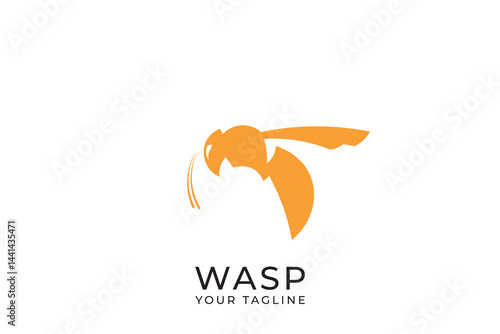 Wasp logo silhouette design, wasp silhouette with simple and minimalist design, flat vector illustration template