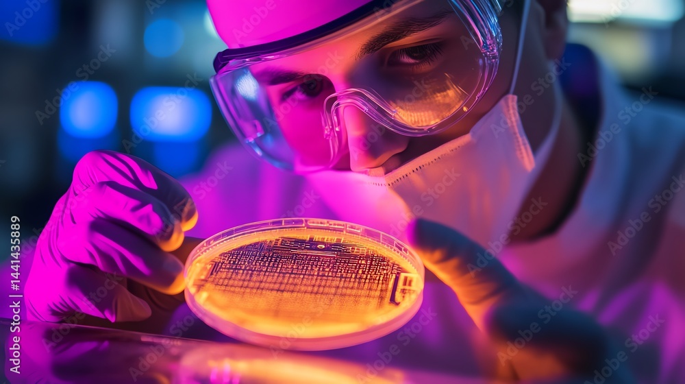 Employees are developing exposed wafers using chemical solutions to reveal circuit patterns.