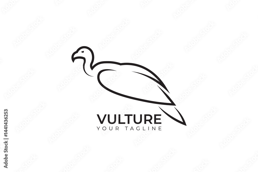 Obraz premium Vulture bird logo silhouette design, vulture bird silhouette with simple design, flat vector illustration template