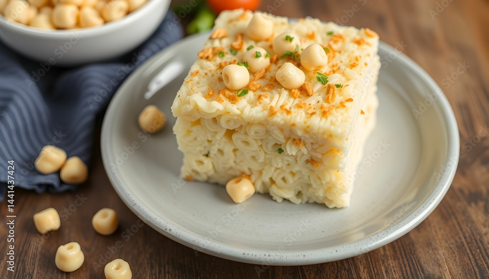Square Pasta Delight with Toppings and Macaroni Pieces Square Pasta Delight with Toppings and Macaroni Pieces