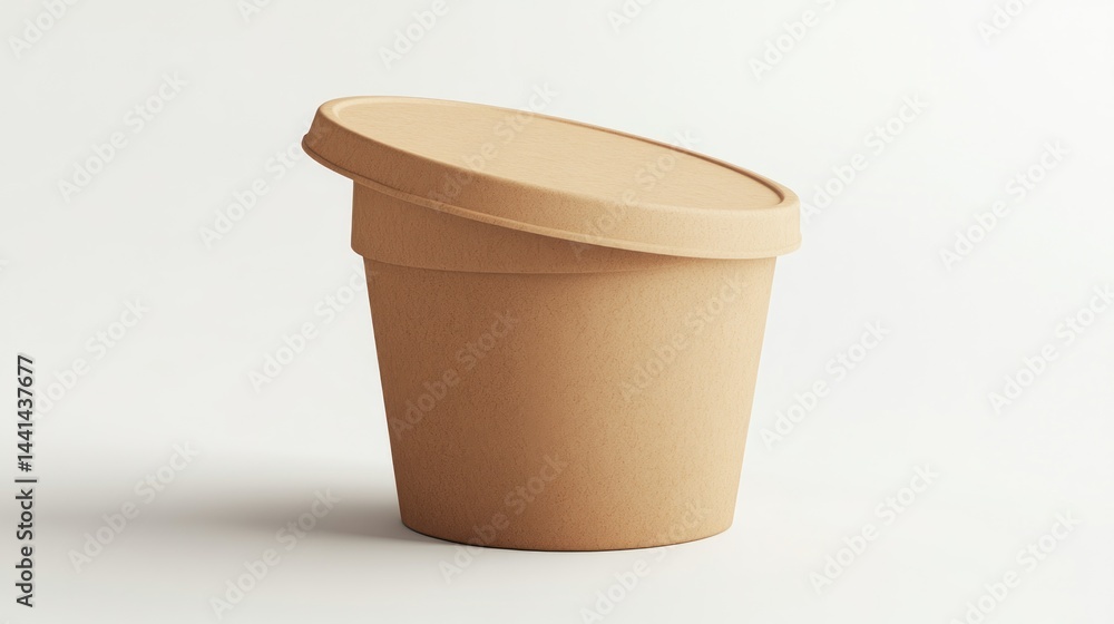 Beige disposable food container with lid Beige disposable food container with lid