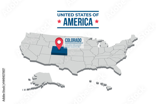Colorado Highlighted On A 3D Map Of The United States Of America