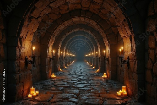 Wallpaper Mural Ancient stone tunnel lit by numerous candles. Torontodigital.ca