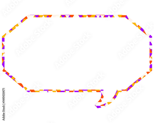 ステンドグラス風吹き出し　三角形模様　細長い八角形