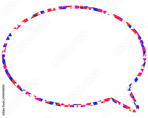 ステンドグラス風吹き出し　三角形模様　丸形