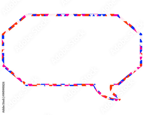 ステンドグラス風吹き出し　三角形模様　細長い八角形