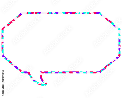 ステンドグラス風吹き出し　三角形模様　細長い八角形