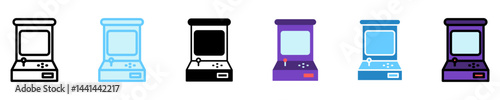 Arcade Game multi style, mini illustration icon. use for modern concept, print, UI, UX kit, web and app development. Vector EPS 10, related to entertainment, festival, funfair and hobbies