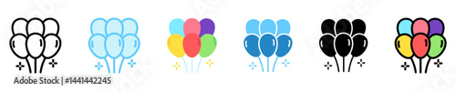 Balloons multi style, mini illustration icon. use for modern concept, print, UI, UX kit, web and app development. Vector EPS 10, related to entertainment, festival, funfair and hobbies