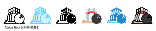 Bowling multi style, mini illustration icon. use for modern concept, print, UI, UX kit, web and app development. Vector EPS 10, related to entertainment, festival, funfair and hobbies