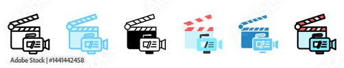 Clapperboard multi style, mini illustration icon. use for modern concept, print, UI, UX kit, web and app development. Vector EPS 10, related to entertainment, festival, funfair and hobbies
