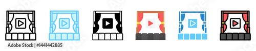Movie multi style, mini illustration icon. use for modern concept, print, UI, UX kit, web and app development. Vector EPS 10, related to entertainment, festival, funfair and hobbies