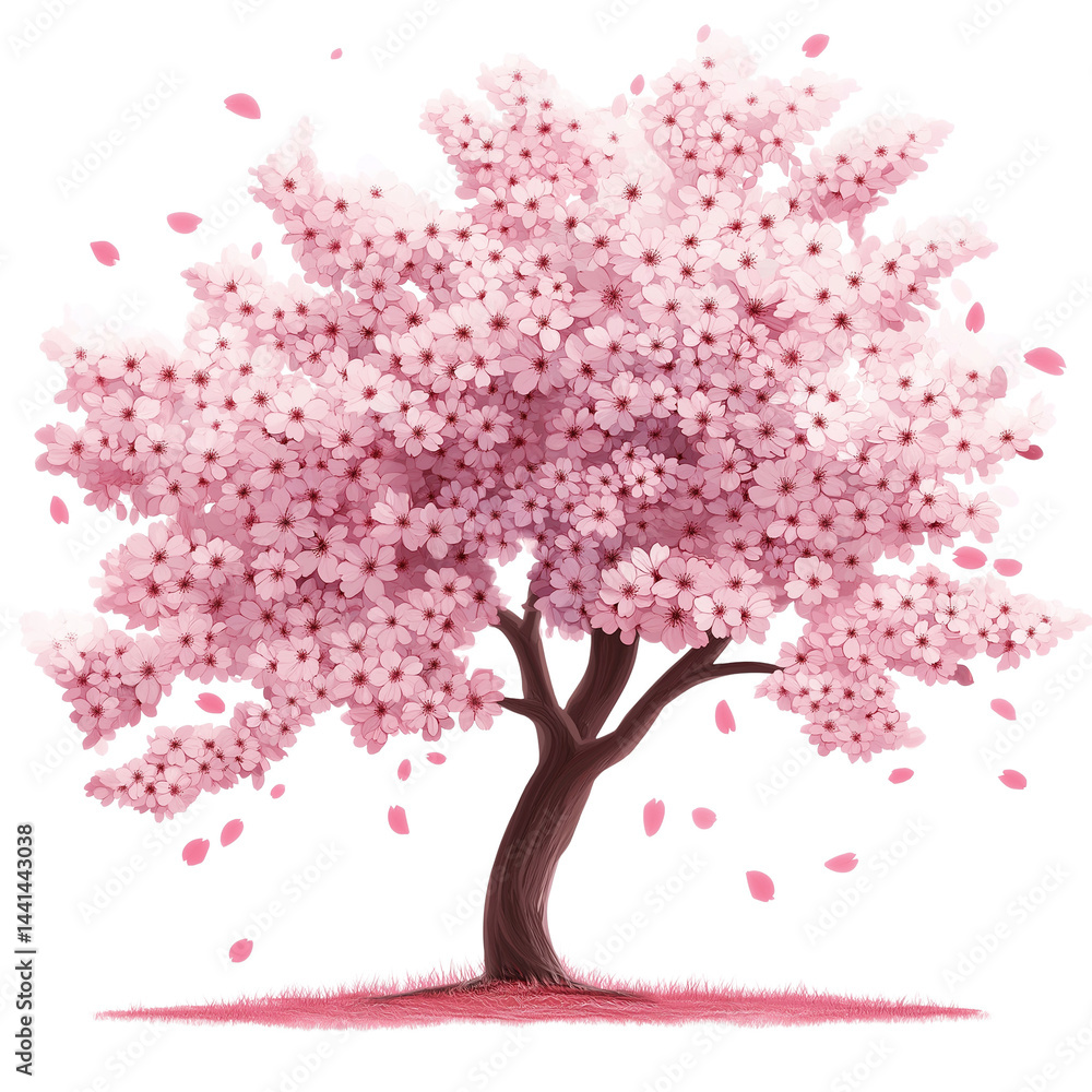Fototapeta premium Cherry blossom tree in full bloom during spring