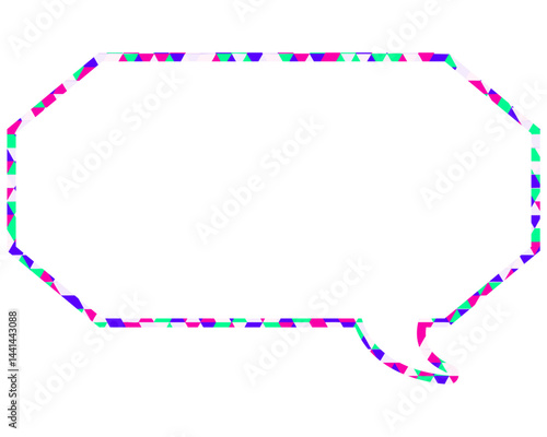 ステンドグラス風吹き出し　三角形模様　細長い八角形