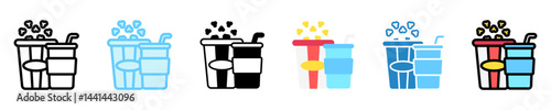 Popcorn multi style, mini illustration icon. use for modern concept, print, UI, UX kit, web and app development. Vector EPS 10, related to entertainment, festival, funfair and hobbies