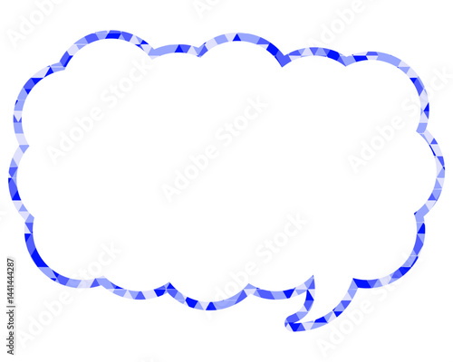 ステンドグラス風吹き出し　三角形模様　細長い雲形