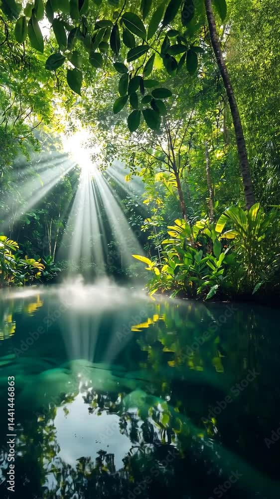 Lush tranquil pool bathed in sunlight Lush tranquil pool bathed in sunlight