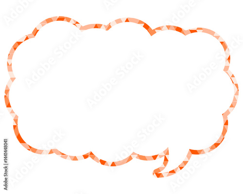 ステンドグラス風吹き出し　三角形模様　細長い雲形