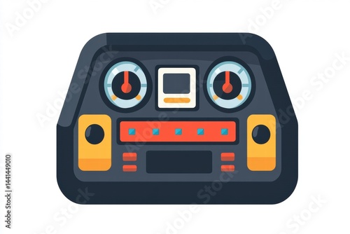 Retro Style Radio Dashboard with Colorful Dials and Buttons Design