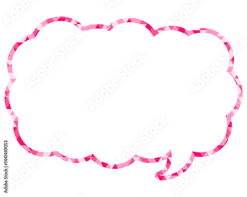 ステンドグラス風吹き出し　三角形模様　細長い雲形