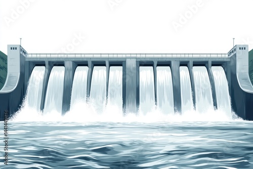 Stunning Landscape of a Water Dam with Cascading Water Falls