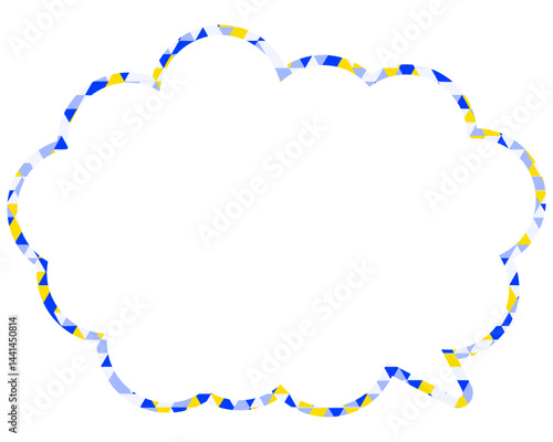 ステンドグラス風吹き出し　三角形模様　丸みのある雲形