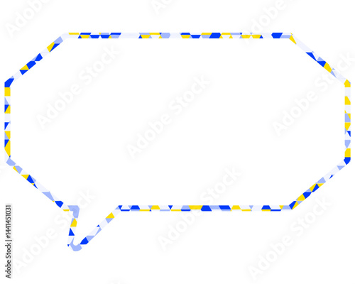 ステンドグラス風吹き出し　三角形模様　細長い八角形