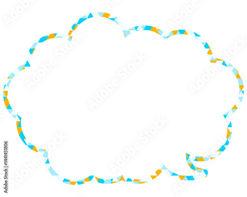 ステンドグラス風吹き出し　三角形模様　丸みのある雲形