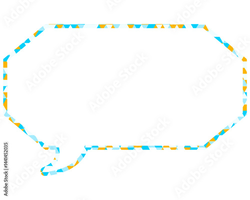 ステンドグラス風吹き出し　三角形模様　細長い八角形