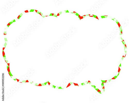 ステンドグラス風吹き出し　三角形模様　細長い雲形
