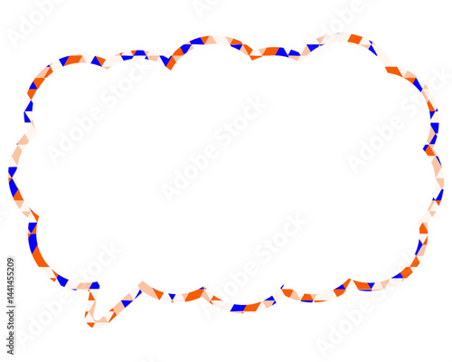 ステンドグラス風吹き出し　三角形模様　細長い雲形
