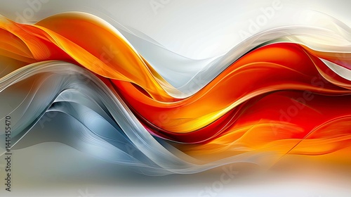 Abstract Orange and Grey Waves: Dynamic Digital Art