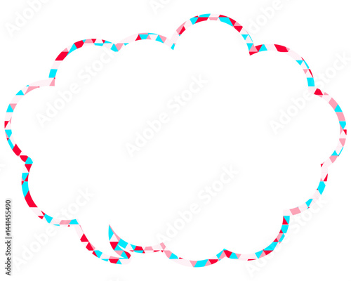 ステンドグラス風吹き出し　三角形模様　丸みのある雲形