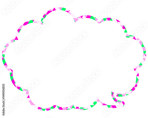 ステンドグラス風吹き出し　三角形模様　丸みのある雲形