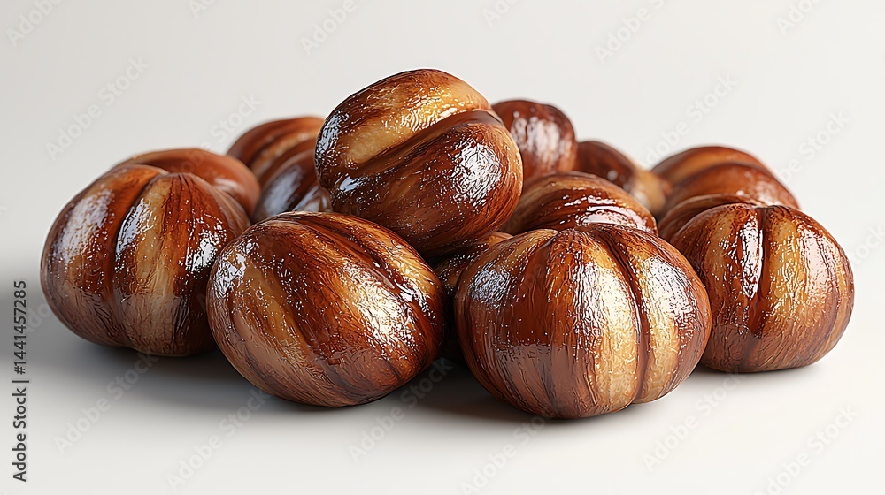 Fototapeta premium Pile of Roasted Chestnuts Ready to Eat