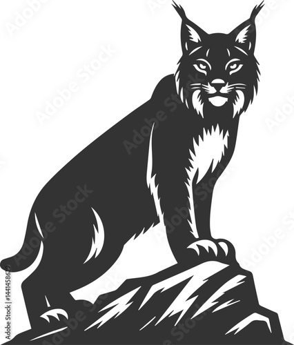Silhouette of a angry lynx vector