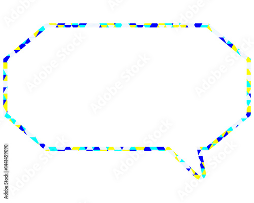 ステンドグラス風吹き出し　三角形模様　細長い八角形
