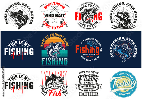 Set of Modern,trendy,eye catching,stylish Fishing Bulk Tshirt Designs