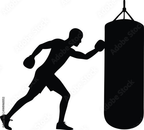 Boxer Punching Bag silhouette vector, Boxer Punching clipart