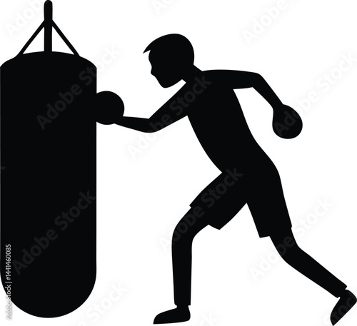 Boxer Punching Bag silhouette vector, Boxer Punching clipart