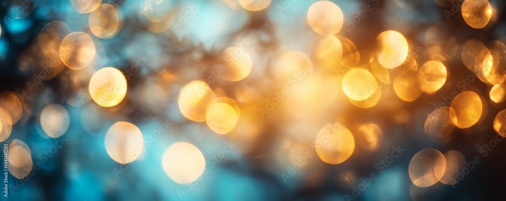 Obraz premium Blurred lights of golden and teal tones.