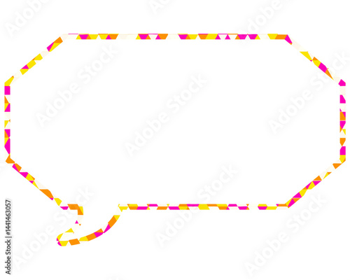 ステンドグラス風吹き出し　三角形模様　細長い八角形